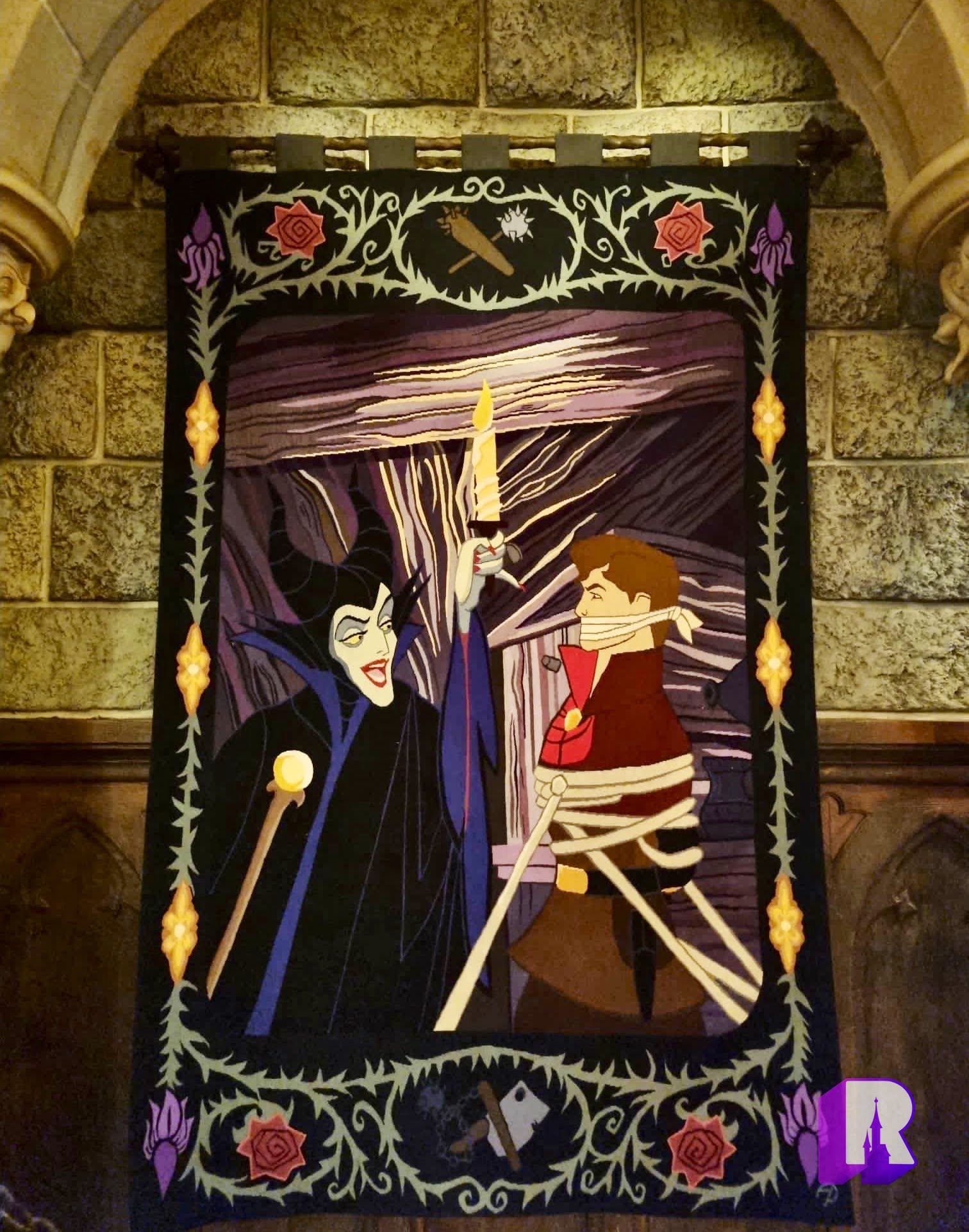 Sleeping Beauty Castle Walk-Through w/Stained Glass, Tapestries